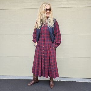 Eddie Bauer Red and Blue Plaid Maxi Dress